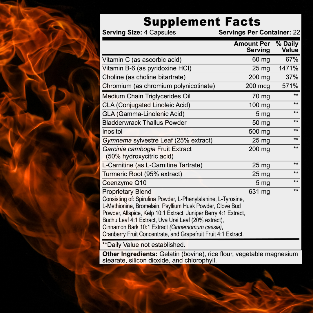 Supplement Facts for Zukra Energy Natural Fat Burner - Ingredients and Nutritional Information. 