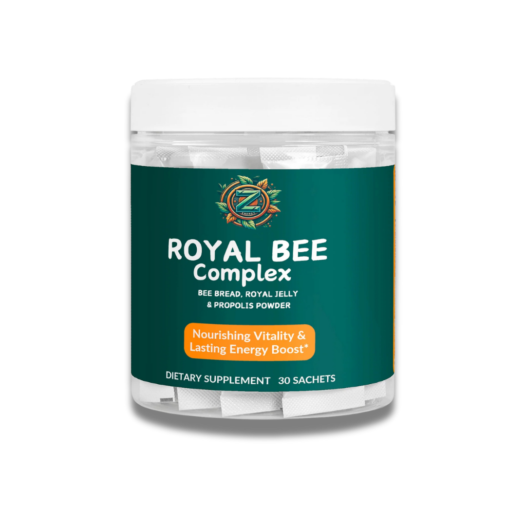 Single bottle of Royal Bee Complex by Zukra Energy – natural bee-derived supplement for energy and wellness.