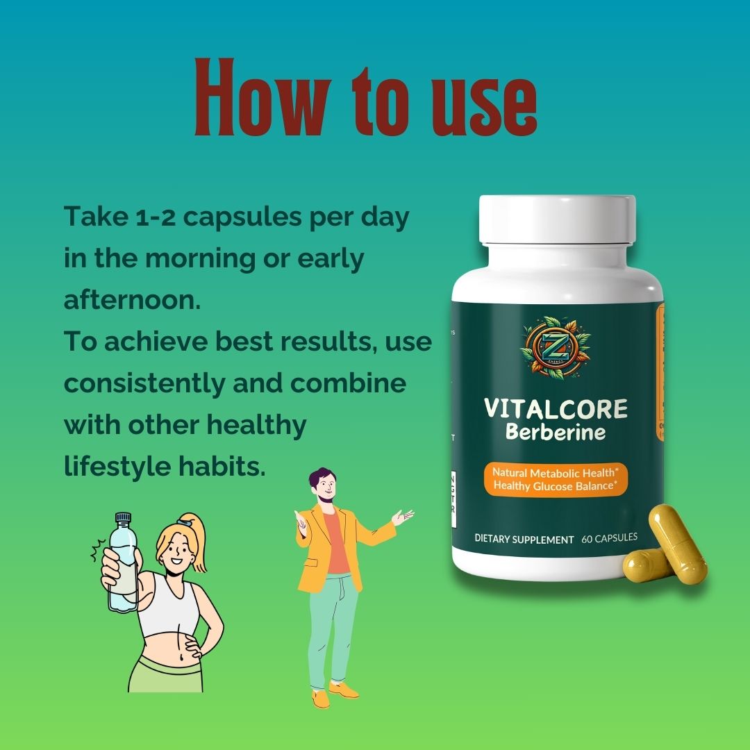 How to use VitalCore Berberine – recommended dosage for optimal metabolic health and balanced glucose levels.