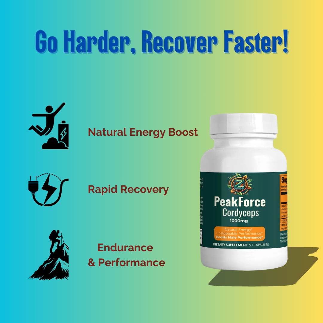  Benefits of PeakForce Cordyceps by Zukra Energy include natural energy boost, rapid recovery, and enhanced endurance.